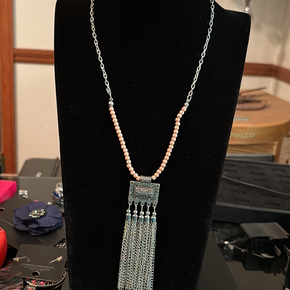 Elegant Beaded Tassel Necklace